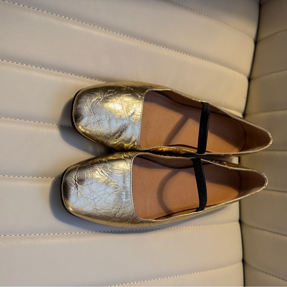 Madewell Gold Metallic Mary Jane Flats - Picture 3 of 7